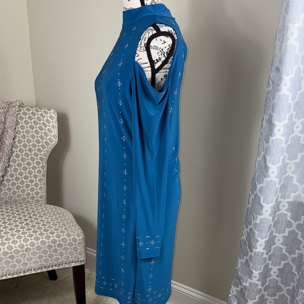 White House Black Market Elegant Blue Women's Dress - Picture 3 of 8